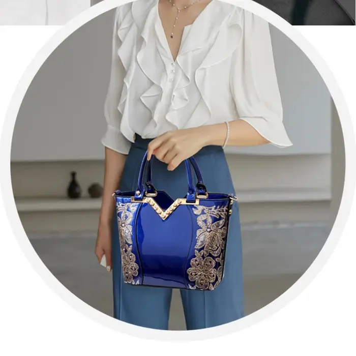 Sac à Main Brodé à Paillettes en Forme de V pour Femme