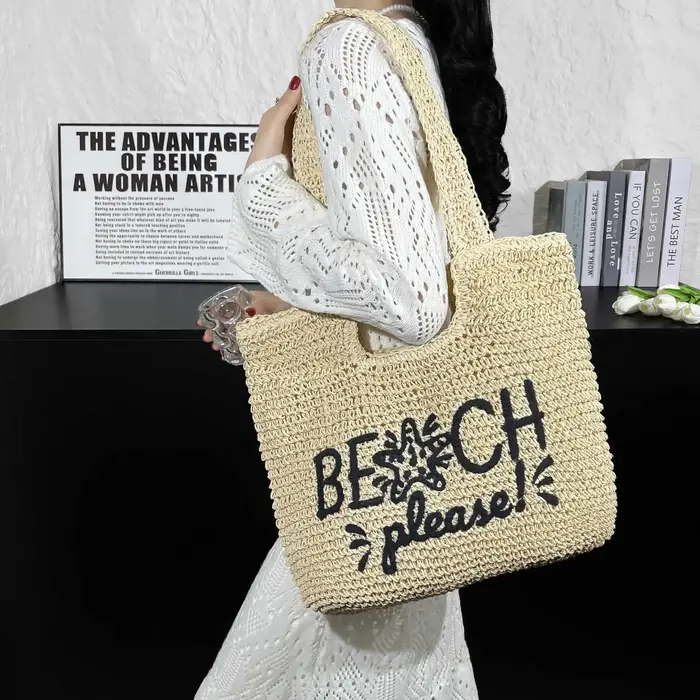 Sac à bandoulière en paille pour femmes