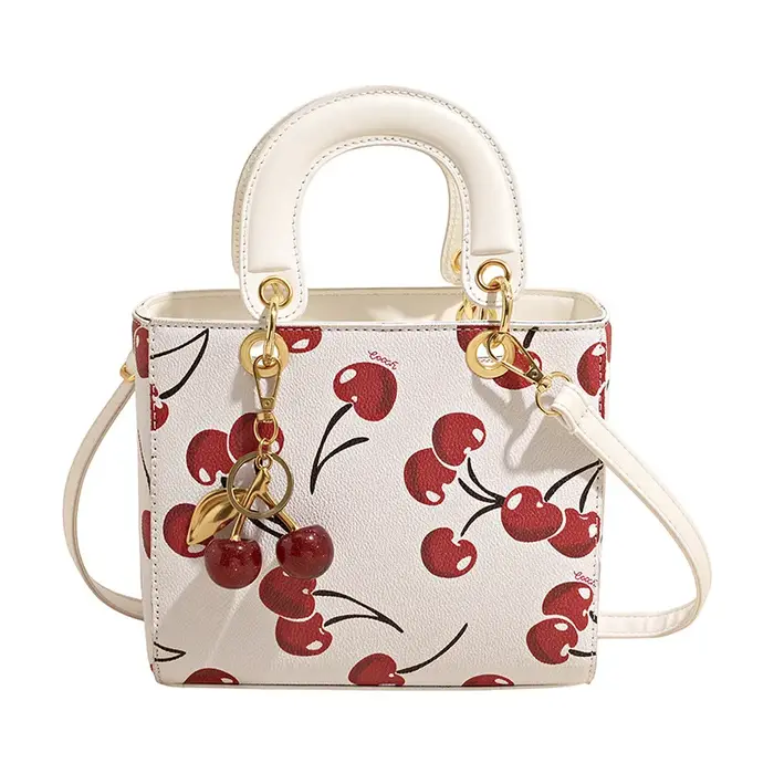 Nouveau Sac Bandoulière Portable à Motif Cerise 2026 pour Femme, Sac Fourre-tout et Sac Seau Tendanc