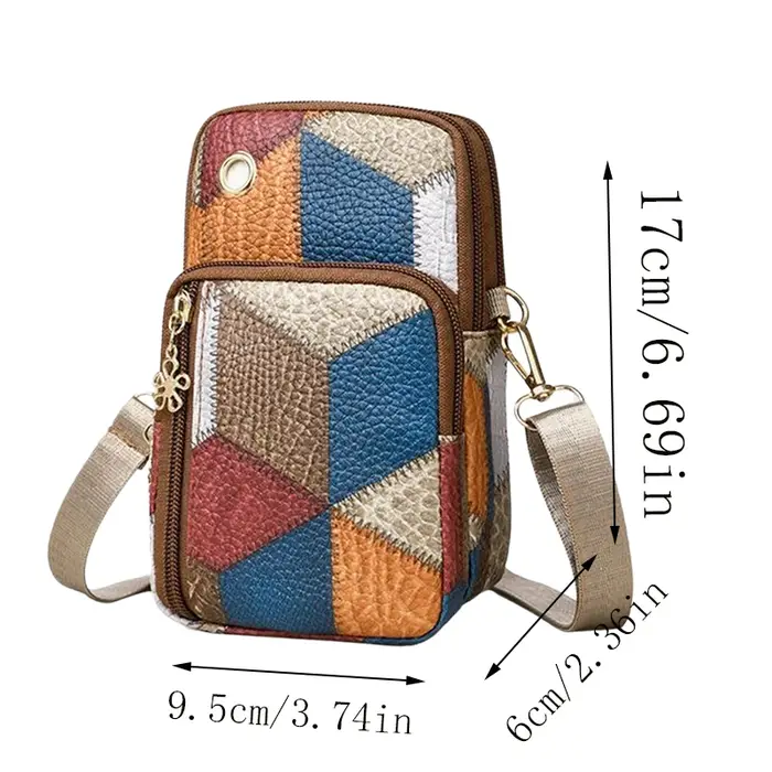Sac à bandoulière Patchwork à motif de diamant pour femmes