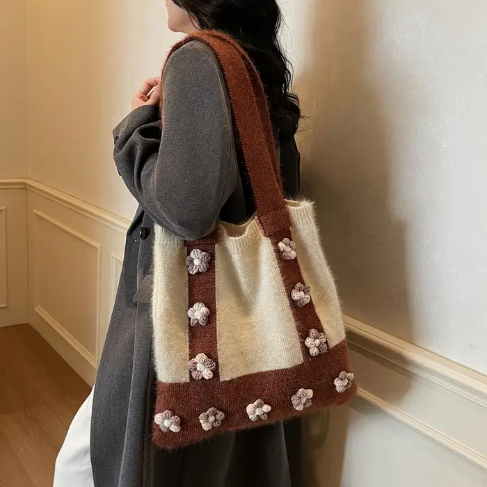 Sac tricoté de grande capacité pour femmes
