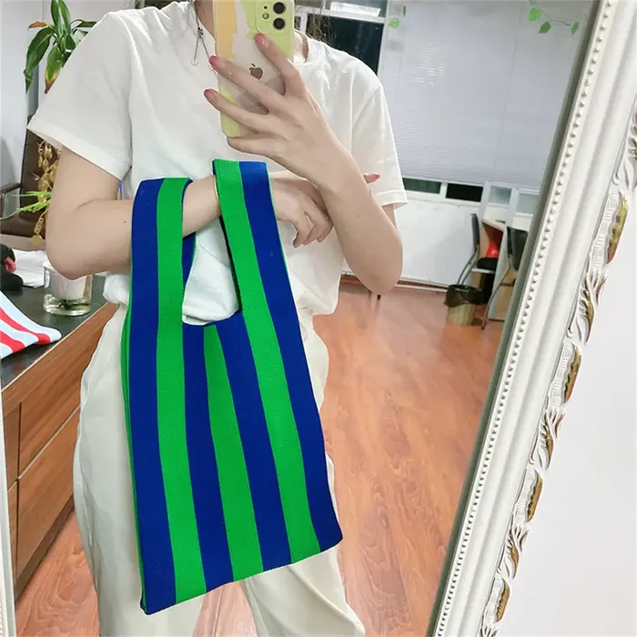 Sacs fourre-tout en tricot rayé sac à bandoulière pour femme mode
