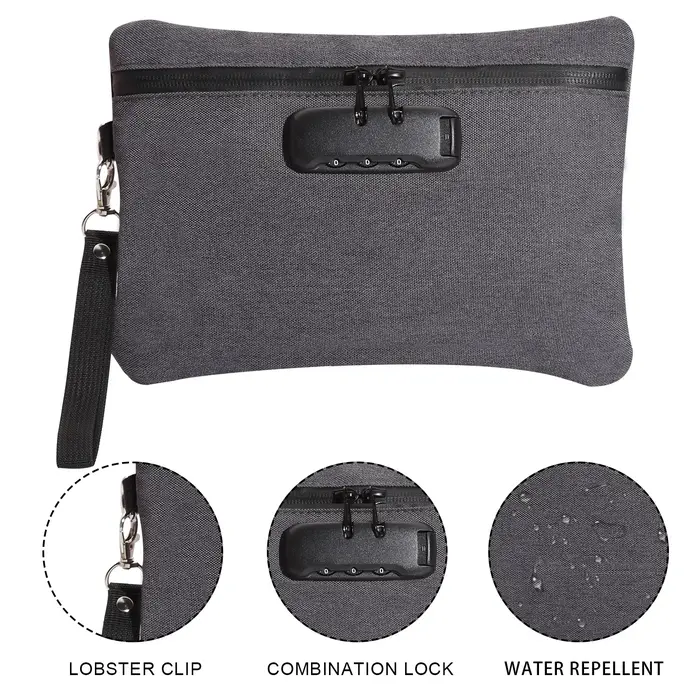 Pochette de poche à rayures zèbre avec fermeture éclair et serrure