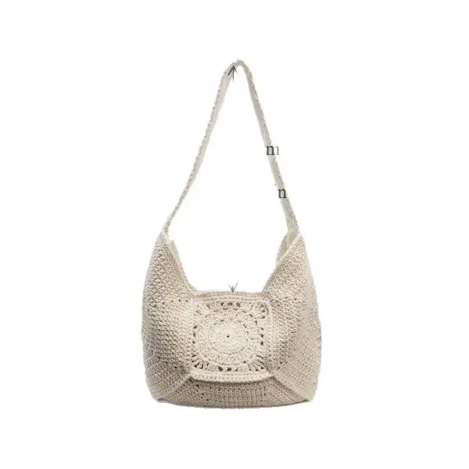 Sac fourre-tout tendance rétro en coton tricoté à la main