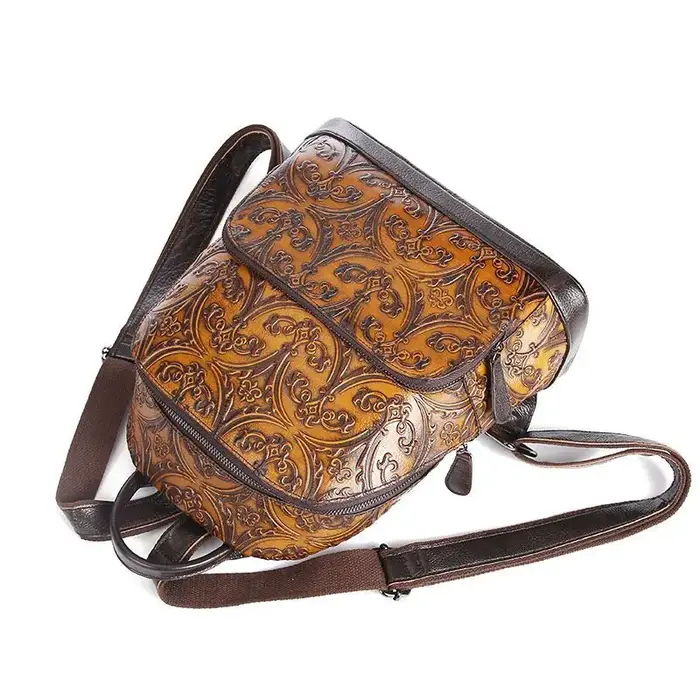 Sacs à dos en cuir faits à la main pour femmes, paquet d'automne et d'hiver, couche supérieure en re