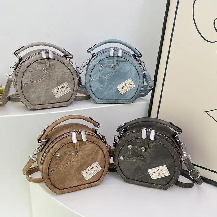 Sac à Main Rond Rétro à Bandoulière pour Femme