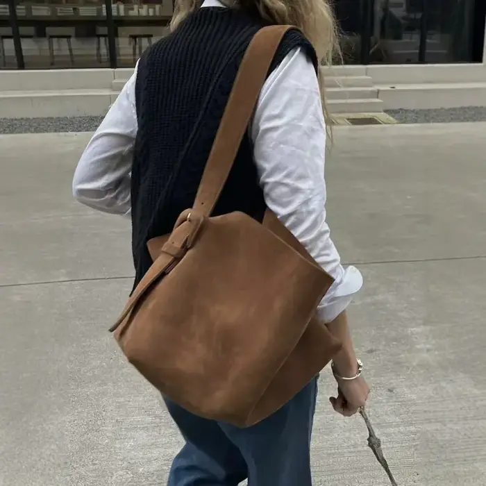 2026 nouveau sac rétro marron sac à bandoulière de grande capacité