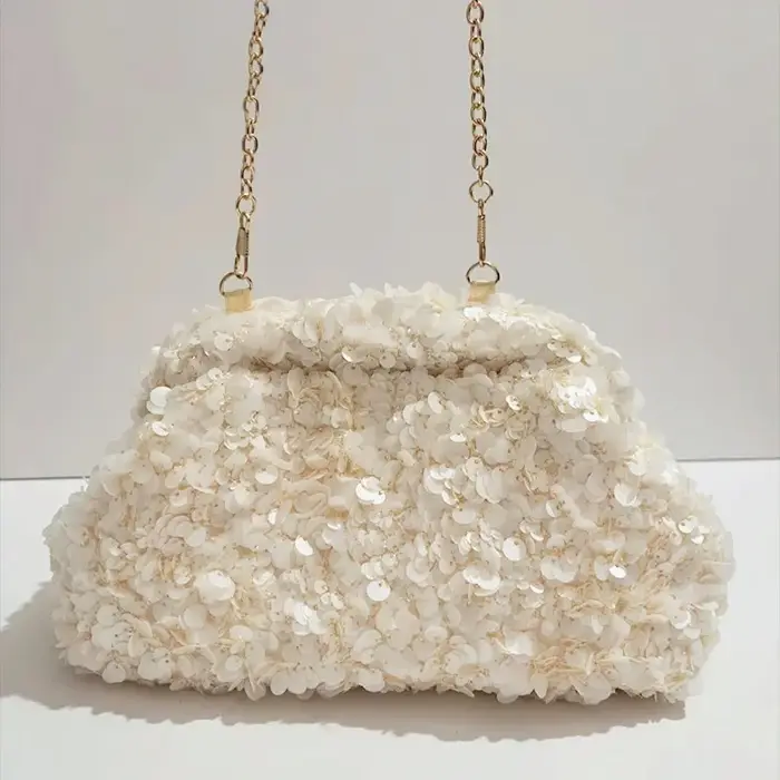 HISUELY pochette à paillettes nouvelles femmes chaîne de perles sac à bandoulière polyvalent à la mode haut de gamme