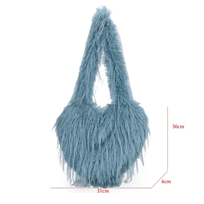 Sac à Main de Luxe en Fausse Fourrure en Forme de Cœur