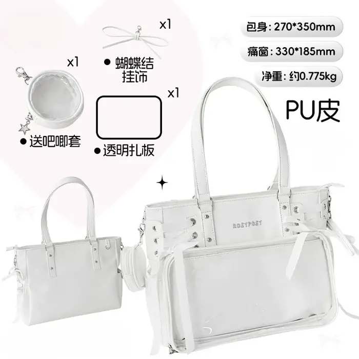 Bandage Bow Ita Sac haute capacité sous les bras Sac Femme douce fille Transparent Bolsos Mujer sacs à bandoulière