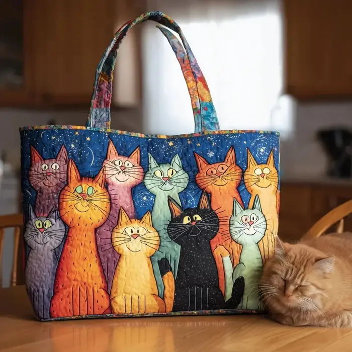 Sac fourre-tout pour femmes à motifs de chats