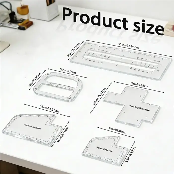 5Pcs Kits de patrons pour sacs carrés pour les amateurs de couture DIY