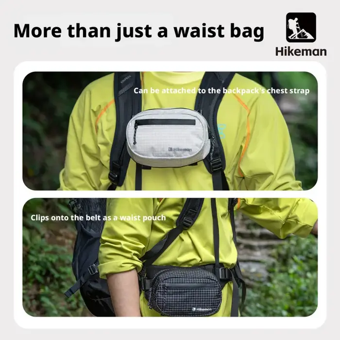 Sac banane Hikeman léger et imperméable pour la randonnée en extérieur avec système MOLLE, sac de poitrine respirant pour le cyclisme, la course à pied et les activités tactiques