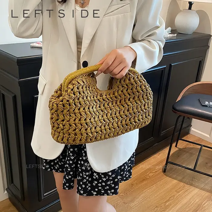 Sacs à bandoulière en paille tressée LEFTSIDE pour femmes – Collection été 2026