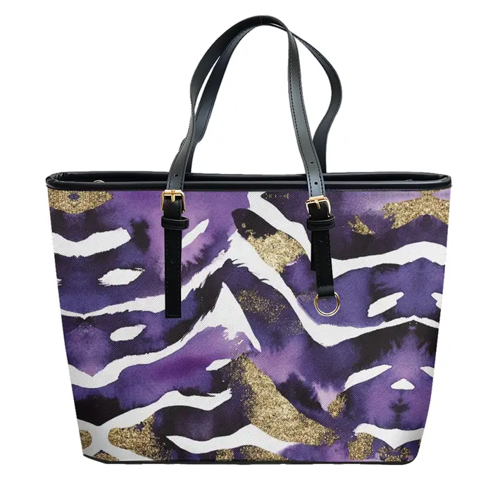 Sac à bandoulière en cuir PVC Oxford imprimé léopard doré
