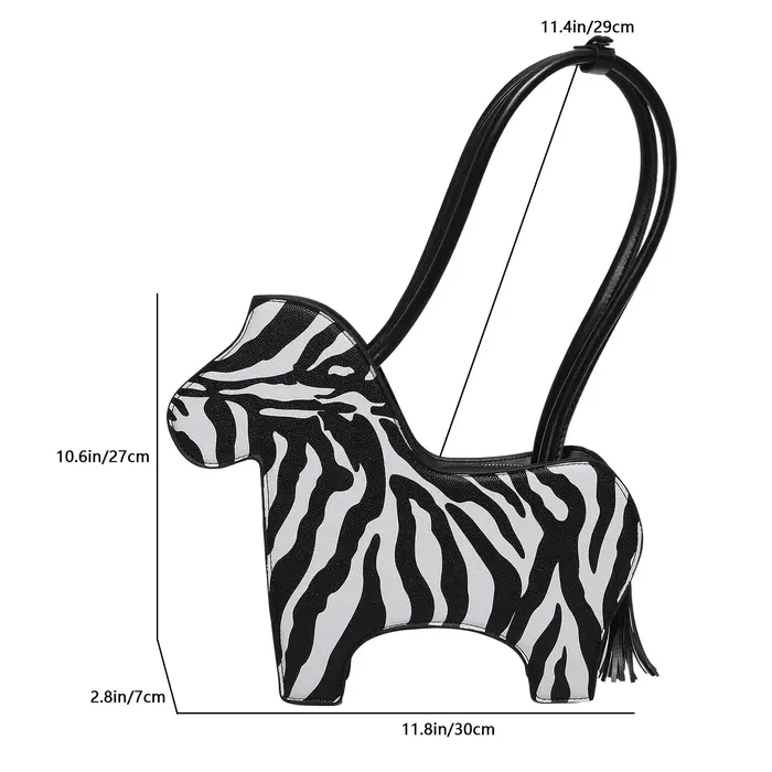 Sac à bandoulière à motif zèbre en cuir PU