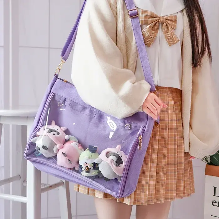 Sac à main japonais transparent pour femmes, grand sac Ita noir avec insert, sacs à main Kawaii pour filles, sacs à main à double sangles