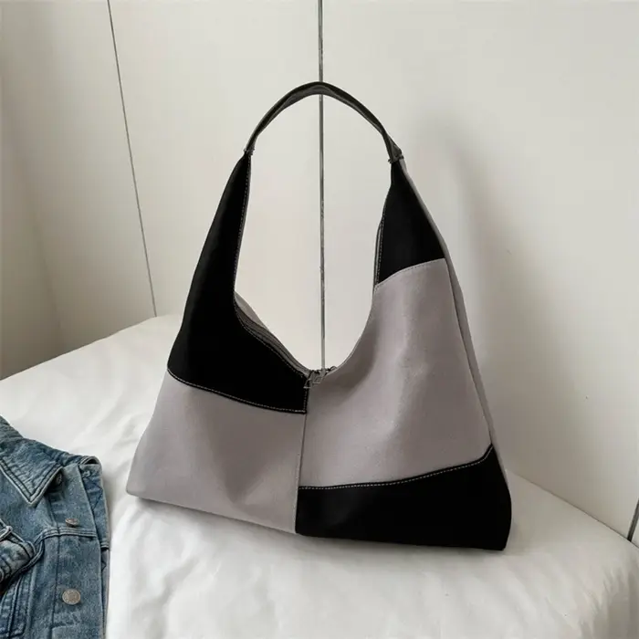 Hobo sacs pour femmes multicolore épissure sac à bandoulière grande capacité décontracté toile