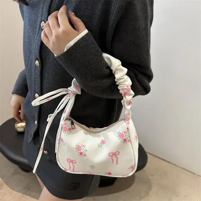 Sacs à main plissés à imprimé floral pour femmes