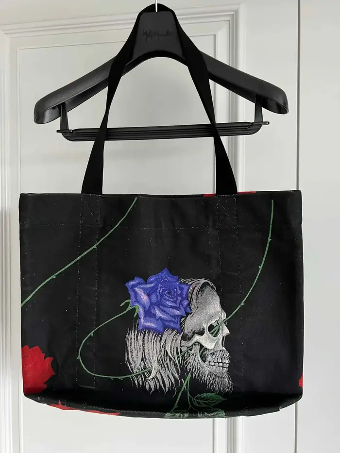 TOP-YAMAMOTO design original rose crâne sac à bandoulière à main toile sac à provisions imprimé