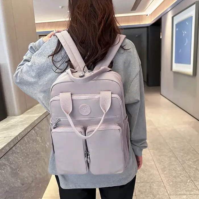Sac d'école étudiant Version coréenne Junior lycéen mignon couleur unie sac à dos de haute qualité Double sacs à bandoulière