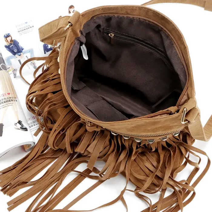 Sac messager design frange avec sangle réglable