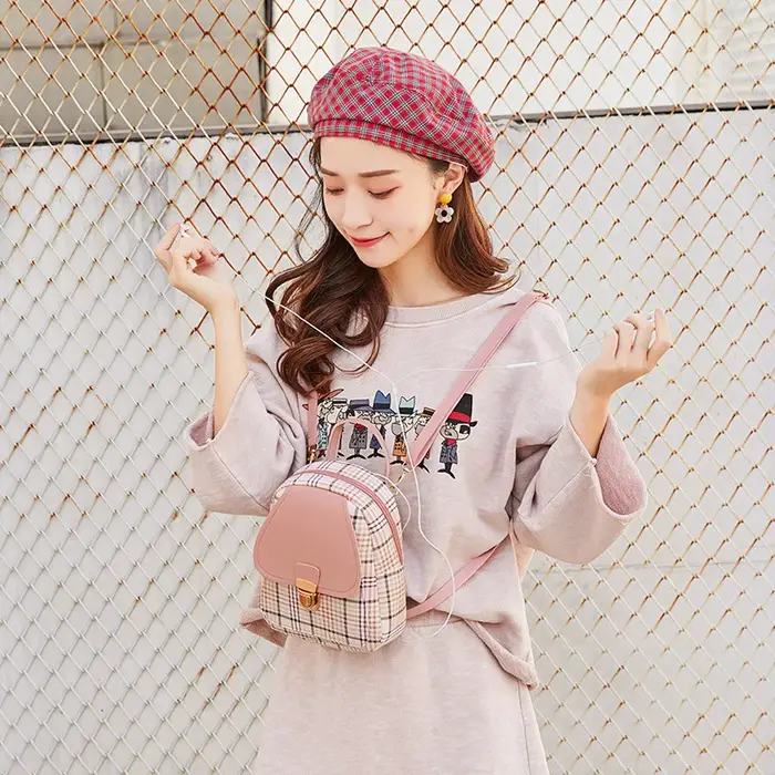 Nouveau Mini sac à dos sac à bandoulière pour adolescente Plaid femmes épaule téléphone sac à main Style coréen nouvelle tendance femme 2022
