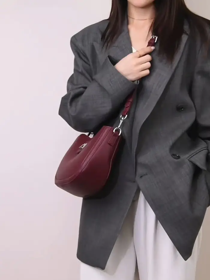 Sacs à main en cuir véritable bordeaux pour femmes