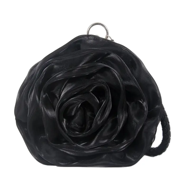 Pochette de mariage en soie pour femmes avec fleur de camélia
