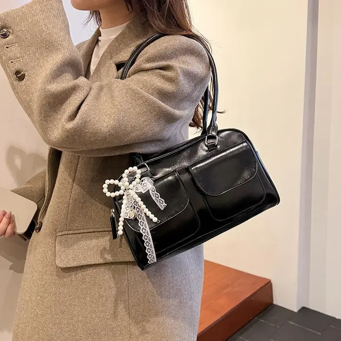 Sac à main de Bowling marron de grande capacité pour femmes