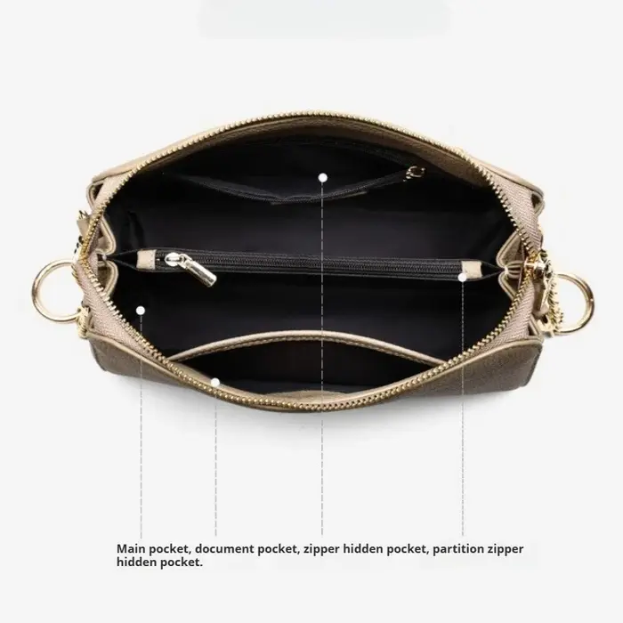 Sac à bandoulière en cuir véritable pour femme avec sangle réglable