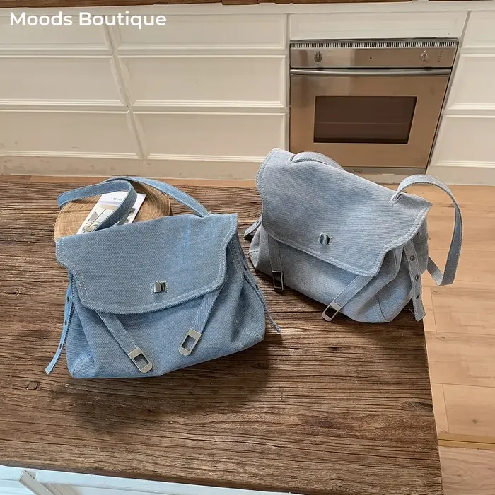 Sacs à bandoulière à rabat pour femmes en jean avec fermoir métallique