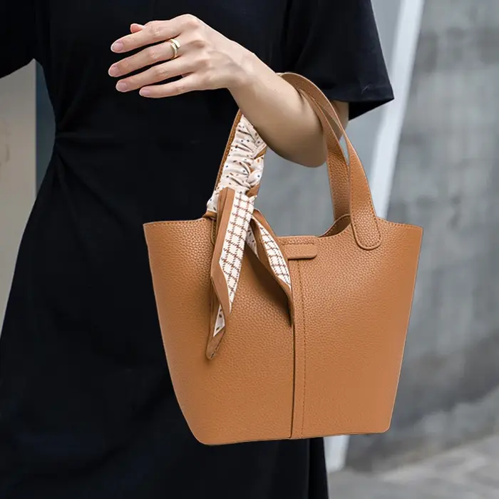 Aidrani nouveau sac seau de couleur unie en peau de vache souple sac à main de luxe pour femmes