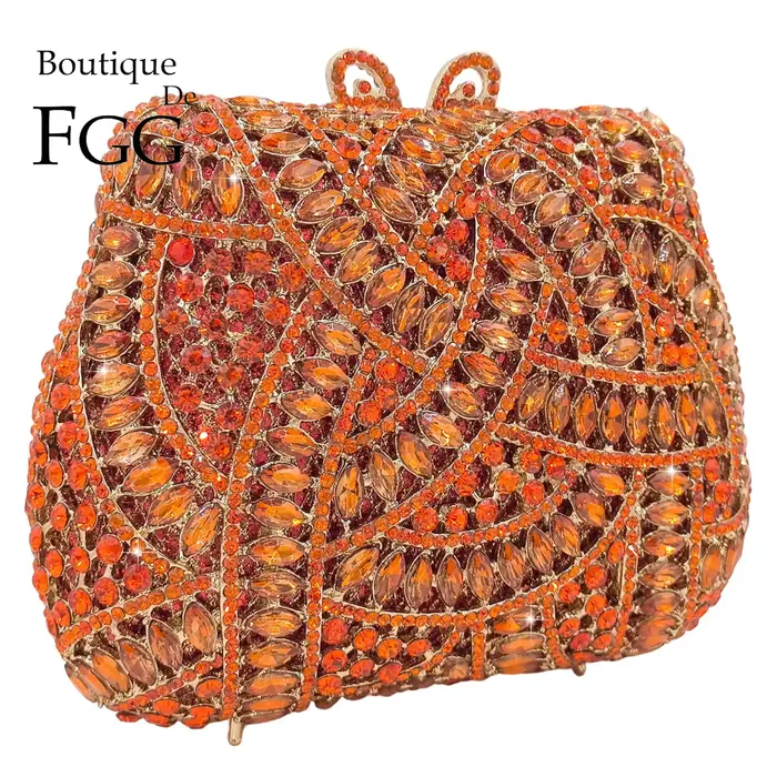 Boutique De FGG Sacs à main de soirée rayés orange pour femmes