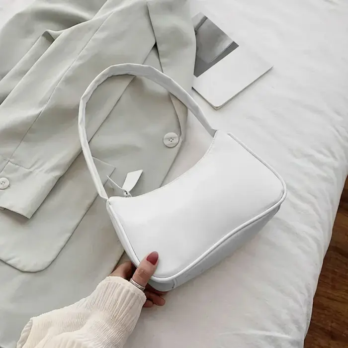 Nouveau rétro souple en cuir PU femmes épaule sous les bras sacs décontracté couleur unie petit haut-poignée