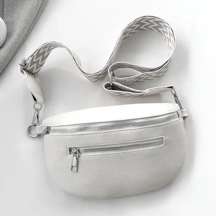 Sac banane multi-poches pour femme en cuir PU, sac de poitrine tendance avec large sangle, sac bando