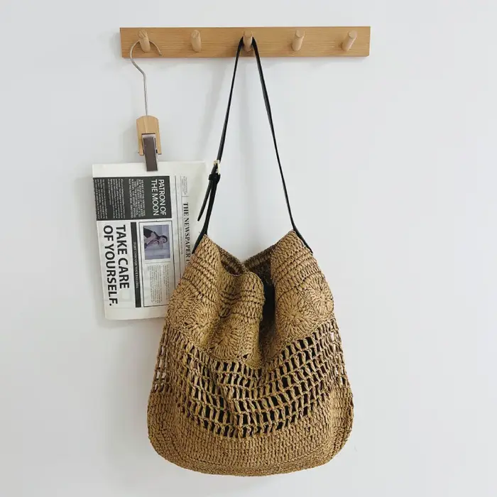 Sac à bandoulière pour femme grande capacité, tissé à la main, durable, design color block, pour voy