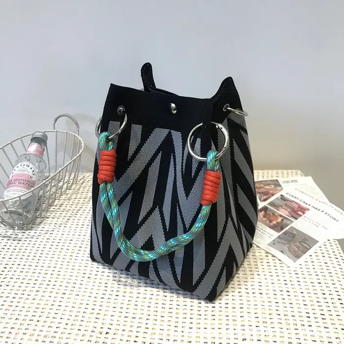Sac à main tricoté pour femme - Sac à main seau d'eau tendance pour le travail, les voyages, le shop