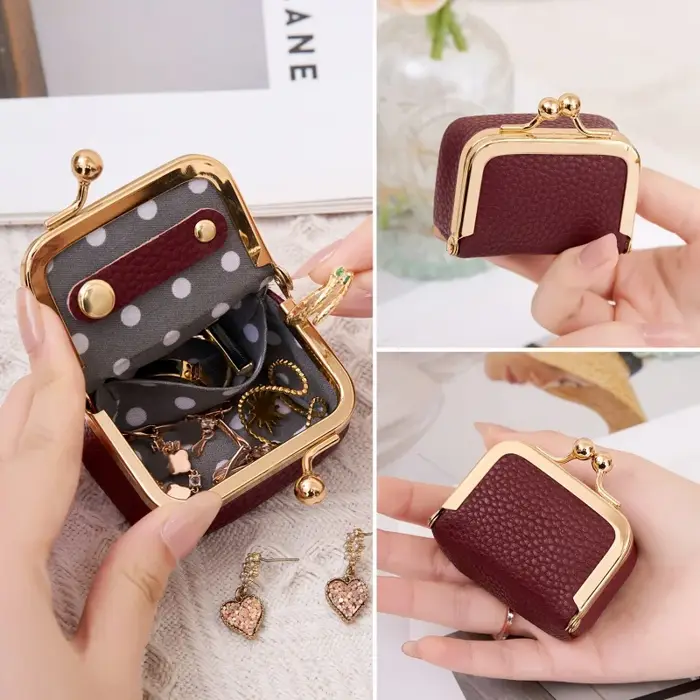 Mini porte-monnaie en cuir – avec fermoir doré