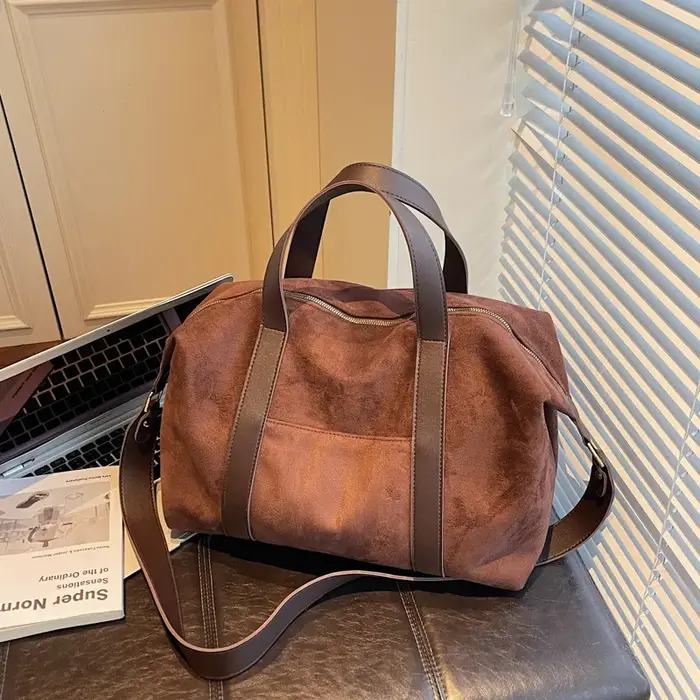 Nouveau sac à main pour femmes grands fourre-tout Faux daim femme épaule sacs à bandoulière grande capacité voyage Fitness sac marron bolsa