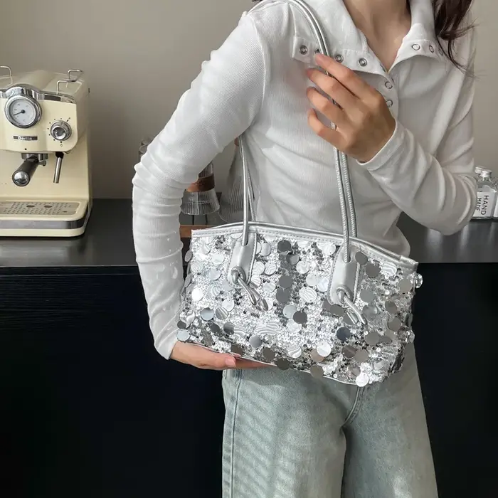 Sac seau à sequins pour femmes