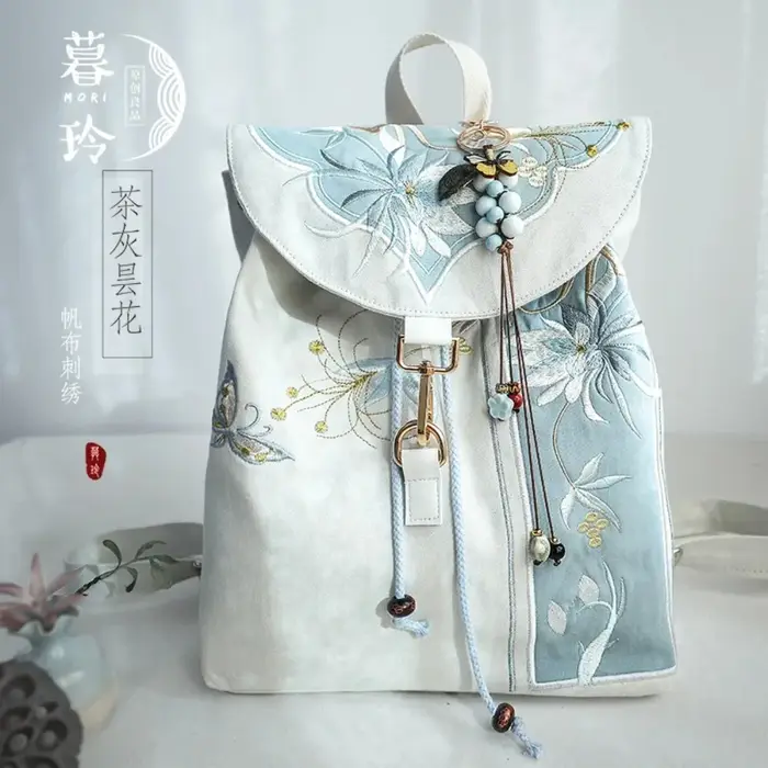 Sac à dos à cordon avec broderie florale