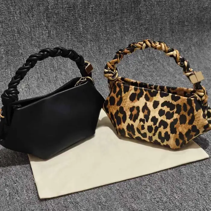Mini Sac à Main Hexagonal Tressé en Cuir pour Femme