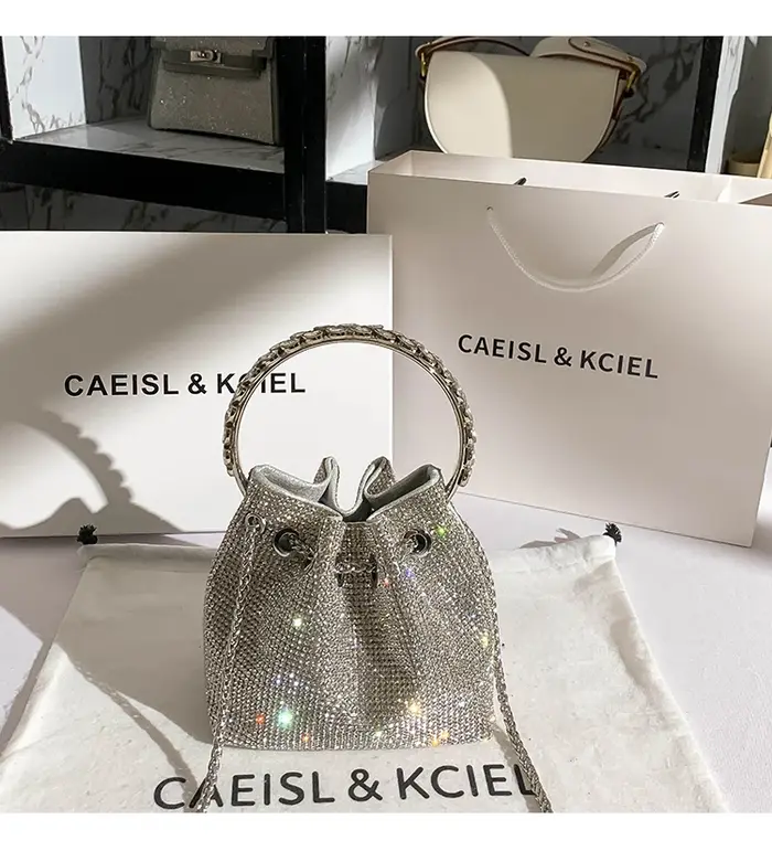 Sac à Main de Luxe avec Strass et Diamants pour Femme, Pochette de Soirée, à Paillettes Brillantes,