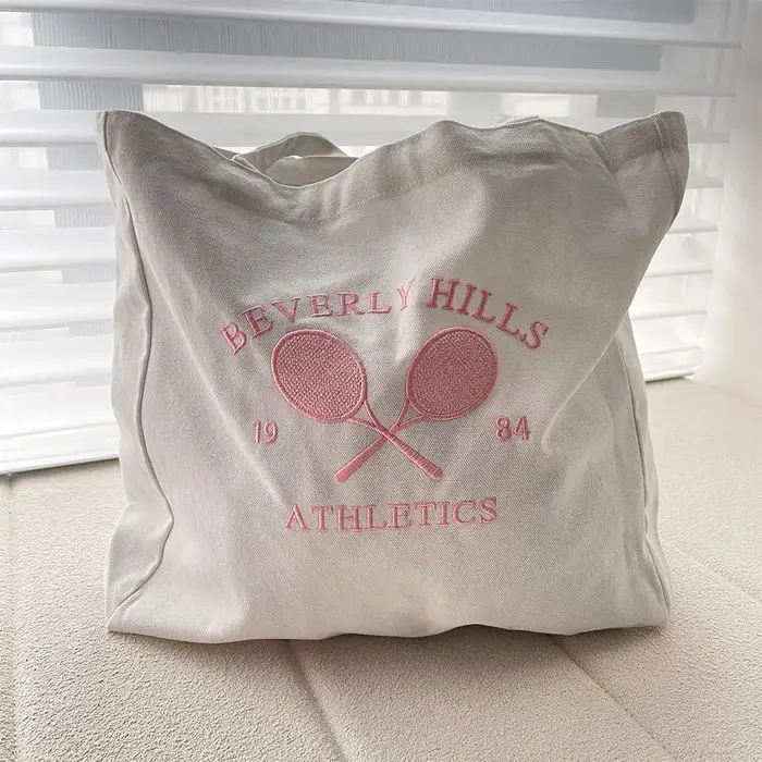 Sac à provisions en toile brodée pour femme