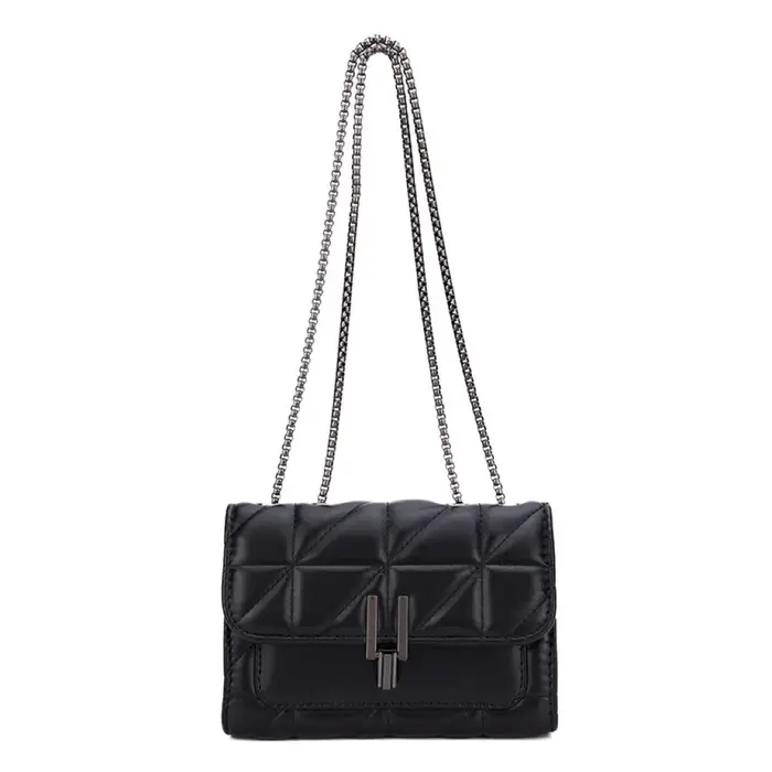 Mini sac à bandoulière en Tartan noir élégant