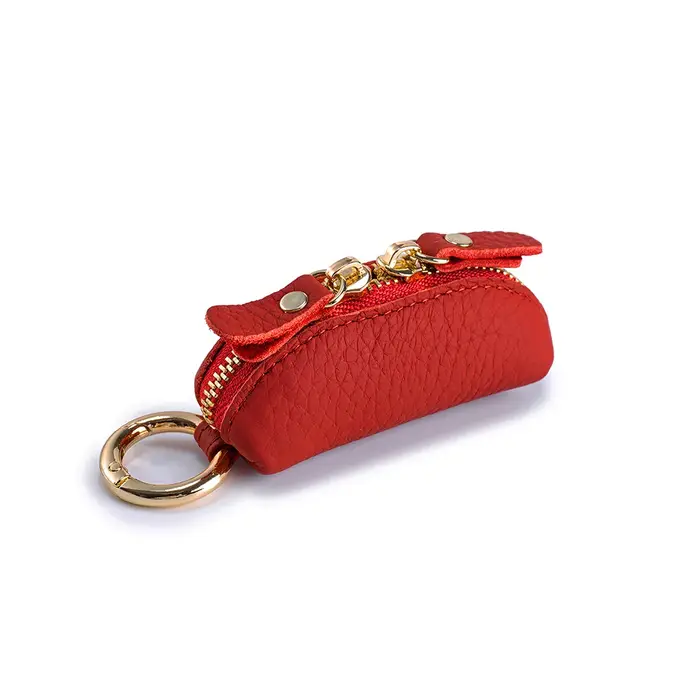 Mini porte-monnaie en cuir véritable avec fermeture éclair, boîte à accessoires délicate et exquise 