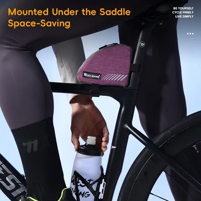 Mini sac triangulaire 0,4 l, sac de cadre de Tube supérieur léger avec bande réfléchissante pour le rangement du cyclisme, accessoire de vélo