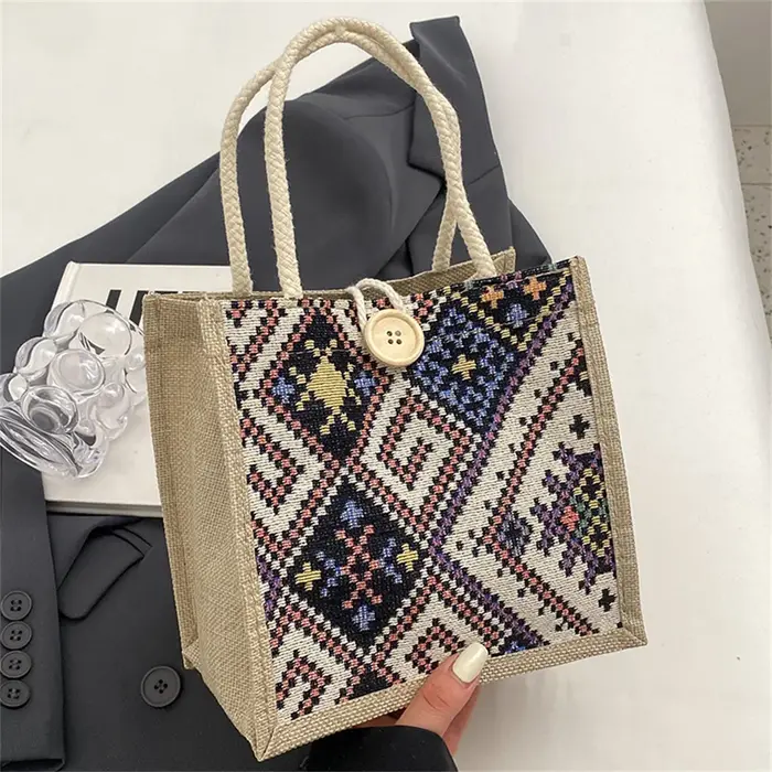 Sac à Main en Lin pour Femme, Fourre-Tout de Shopping, de Styliste de Mode, à Déjeuner de Grande Cap