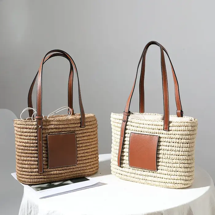 Sac à main en paille tissé pour femmes